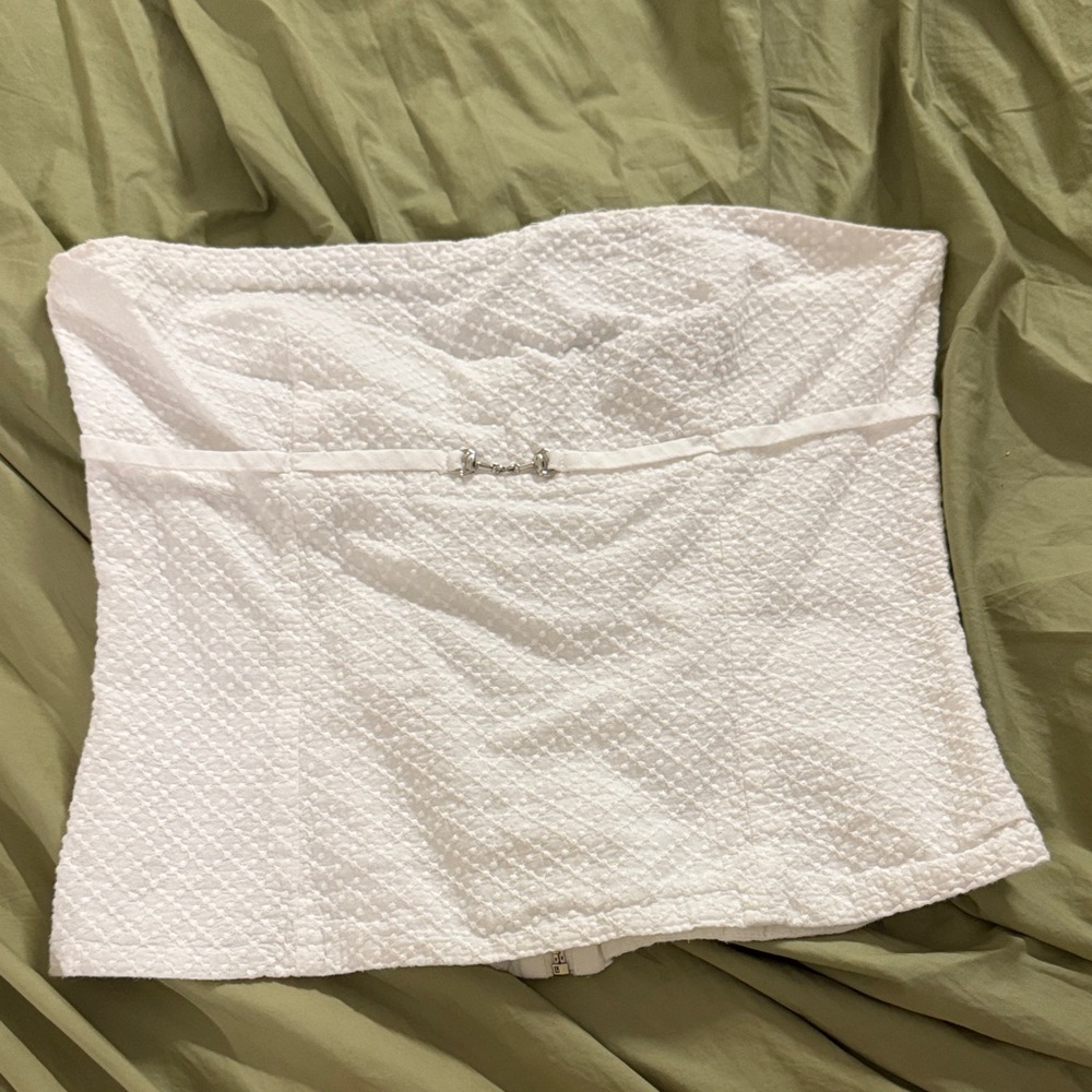 Lioness White Strapless Textured Tube Top